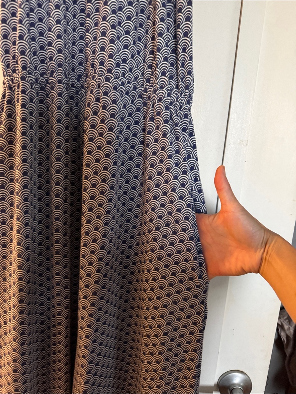 Sleeveless Blue Patterned Halter dress. - Picture 2 of 5